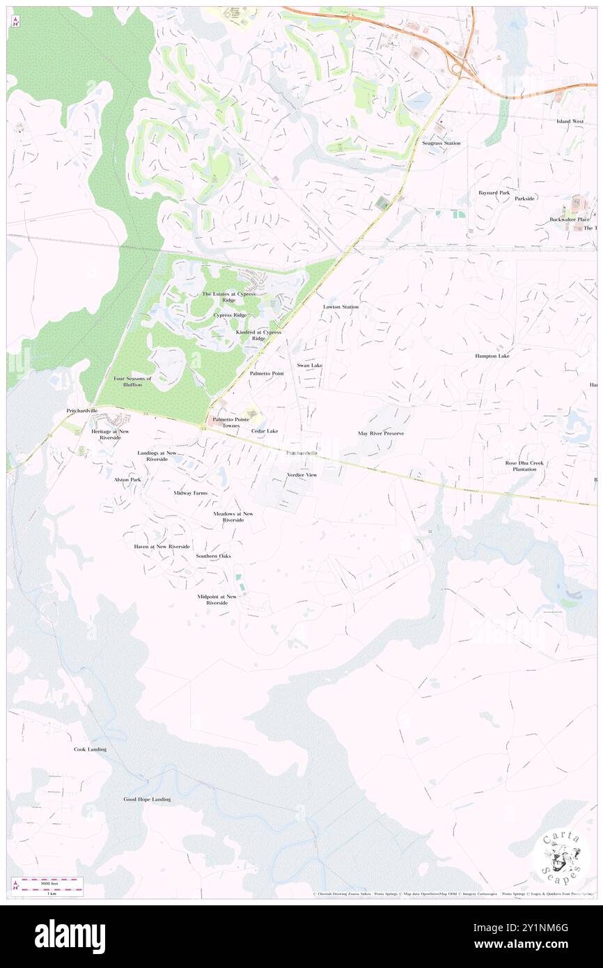 Pritchardville, Beaufort County, Stati Uniti, Carolina del Sud, N 32 14' 16'', S 80 57' 51'', MAP, Cartascapes Map pubblicata nel 2024. Esplora Cartascapes, una mappa che rivela i diversi paesaggi, culture ed ecosistemi della Terra. Viaggia attraverso il tempo e lo spazio, scoprendo l'interconnessione del passato, del presente e del futuro del nostro pianeta. Foto Stock