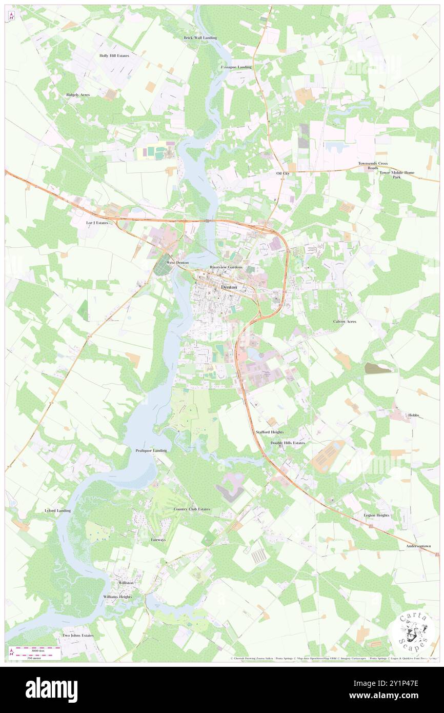 Denton, Caroline County, Stati Uniti, Maryland, N 38 53' 4'', S 75 49' 37''', MAP, Cartascapes Map pubblicata nel 2024. Esplora Cartascapes, una mappa che rivela i diversi paesaggi, culture ed ecosistemi della Terra. Viaggia attraverso il tempo e lo spazio, scoprendo l'interconnessione del passato, del presente e del futuro del nostro pianeta. Foto Stock