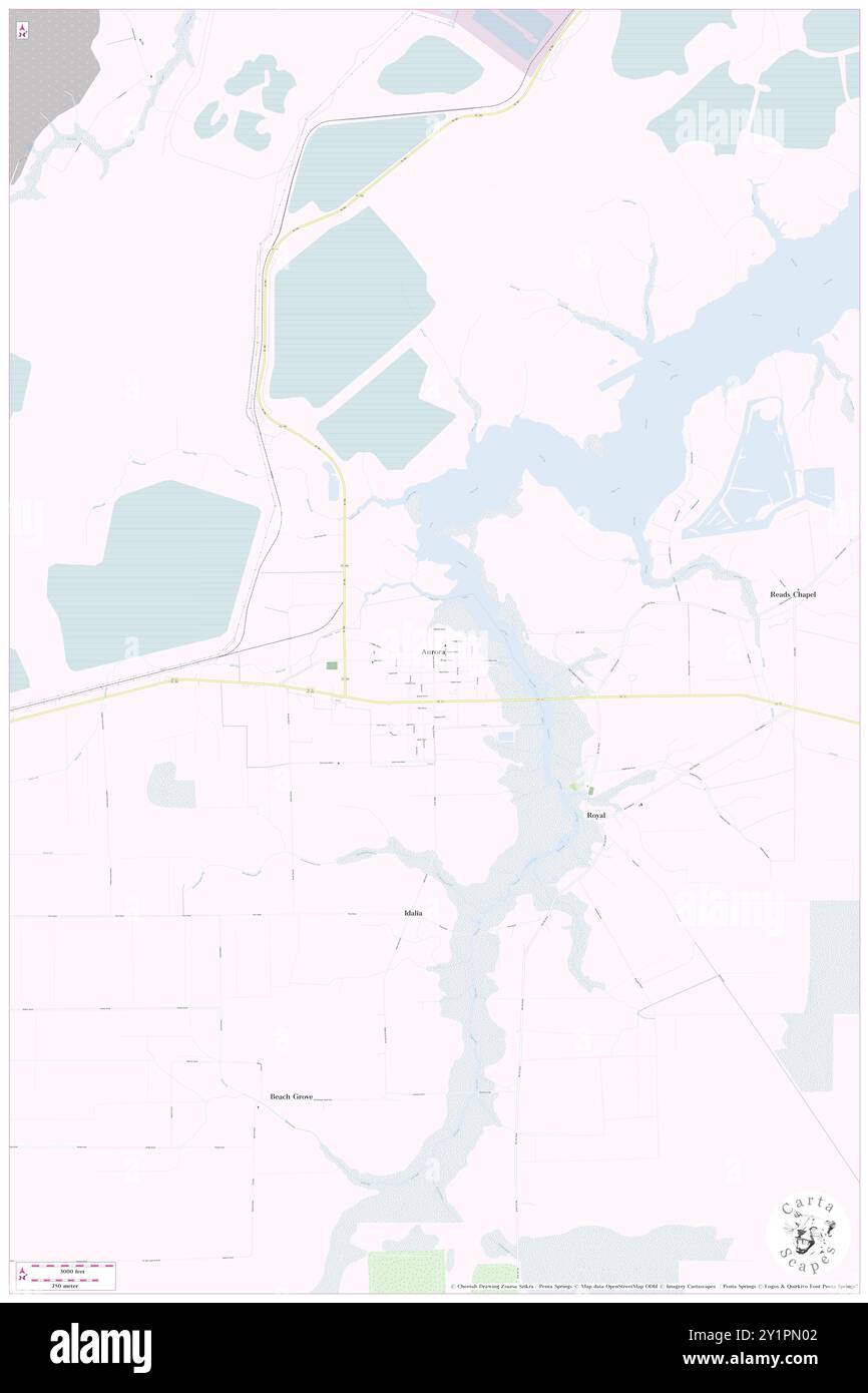 Aurora, contea di Beaufort, Stati Uniti, Stati Uniti, Carolina del Nord, N 35 18' 19'', S 76 47' 18'', MAP, Cartascapes Map pubblicata nel 2024. Esplora Cartascapes, una mappa che rivela i diversi paesaggi, culture ed ecosistemi della Terra. Viaggia attraverso il tempo e lo spazio, scoprendo l'interconnessione del passato, del presente e del futuro del nostro pianeta. Foto Stock