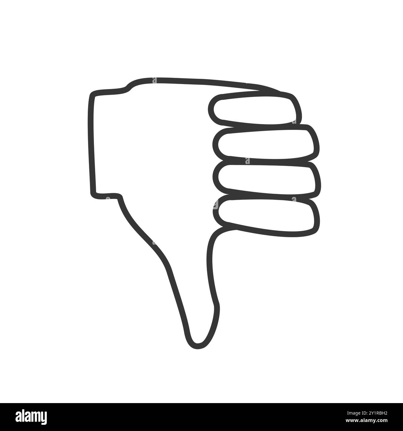 Illustrazione vettoriale di un gesto della mano con il pollice rivolto verso il basso, che simboleggia la disapprovazione e la negatività. Illustrazione Vettoriale
