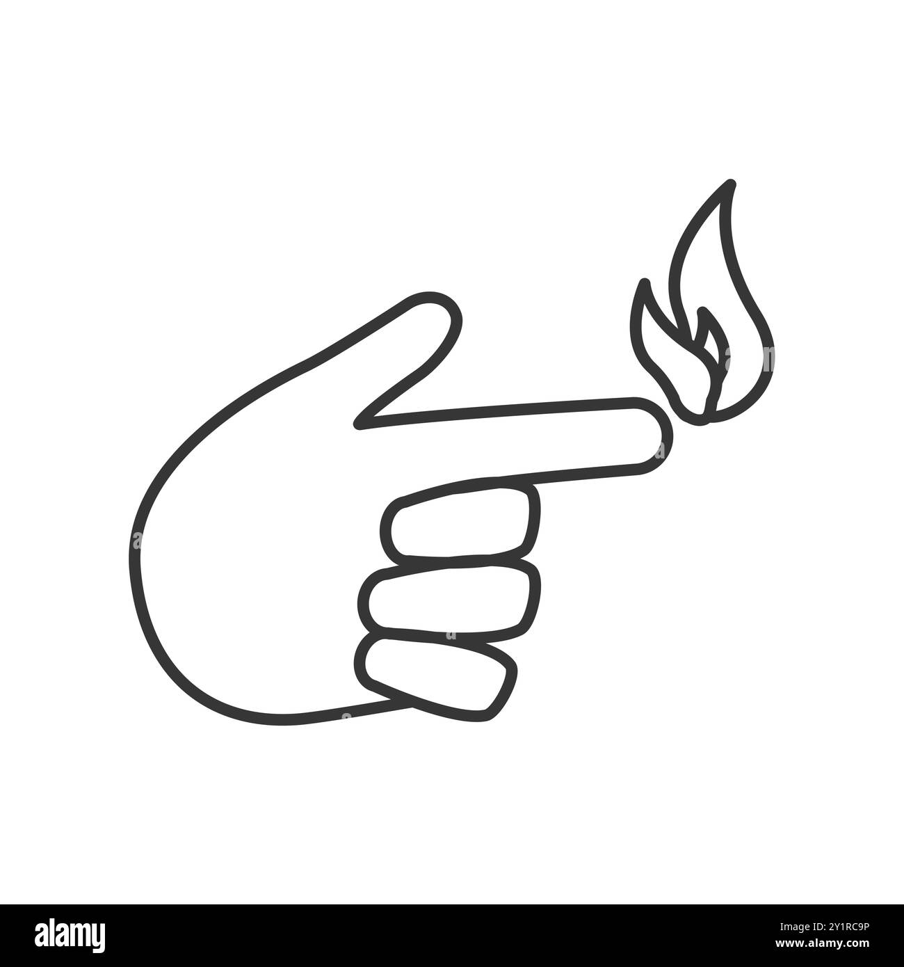 Illustrazione vettoriale di un gesto della mano del dito del fuoco, che simboleggia creatività ed eccitazione. Illustrazione Vettoriale