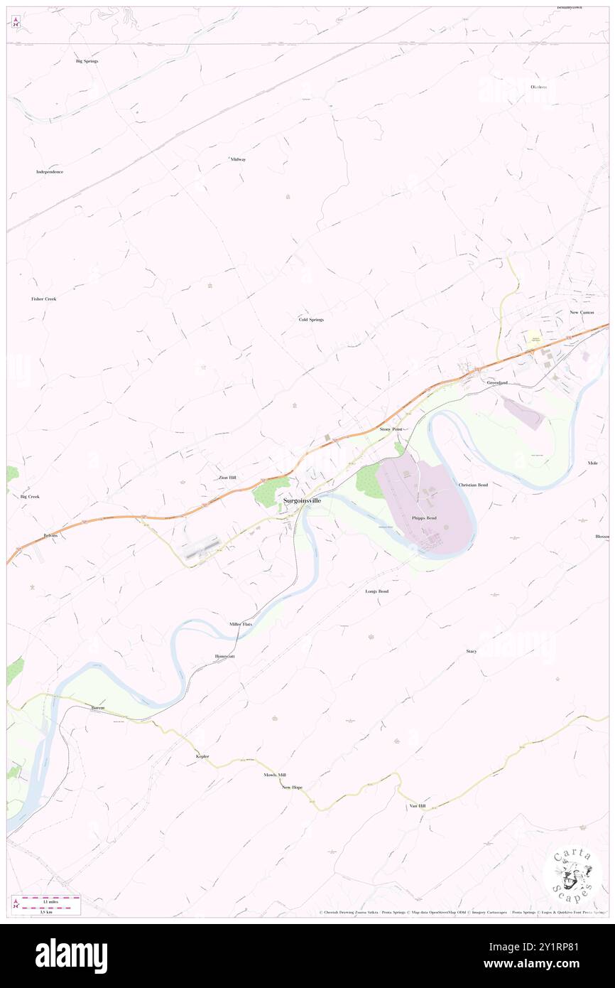 Surgoinsville, Hawkins County, Stati Uniti, Tennessee, N 36 28' 15'', S 82 51' 6'', MAP, Cartascapes Map pubblicata nel 2024. Esplora Cartascapes, una mappa che rivela i diversi paesaggi, culture ed ecosistemi della Terra. Viaggia attraverso il tempo e lo spazio, scoprendo l'interconnessione del passato, del presente e del futuro del nostro pianeta. Foto Stock