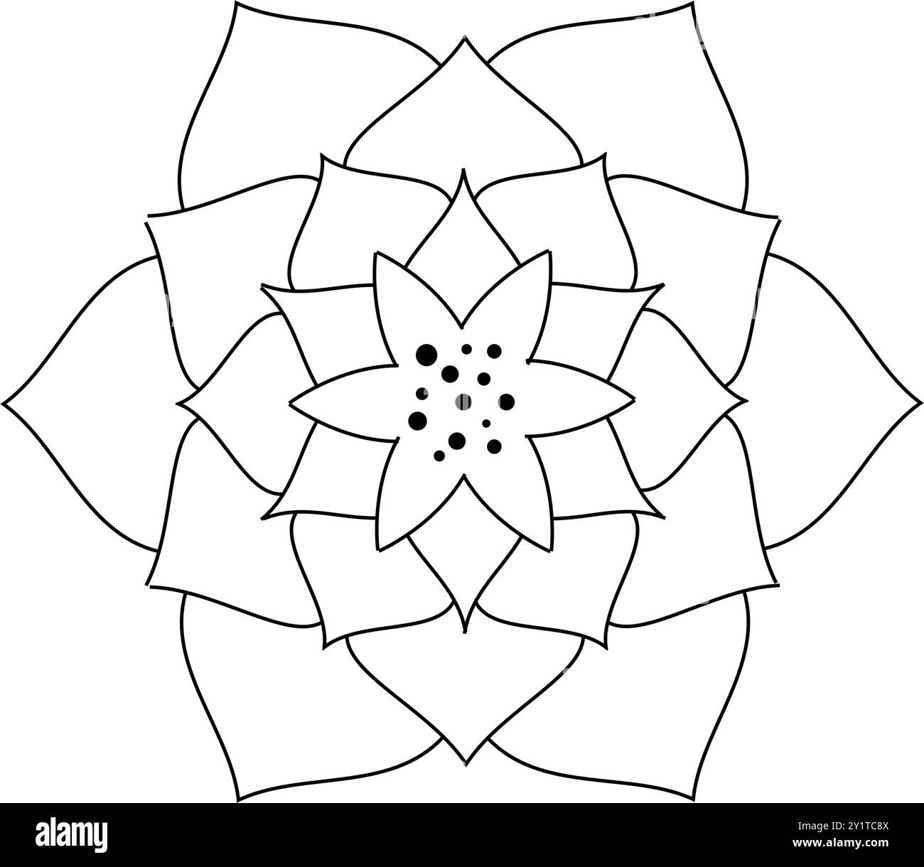 Mandala Fiore di loto - illustrazione grafica a linee simmetriche vettoriali Illustrazione Vettoriale