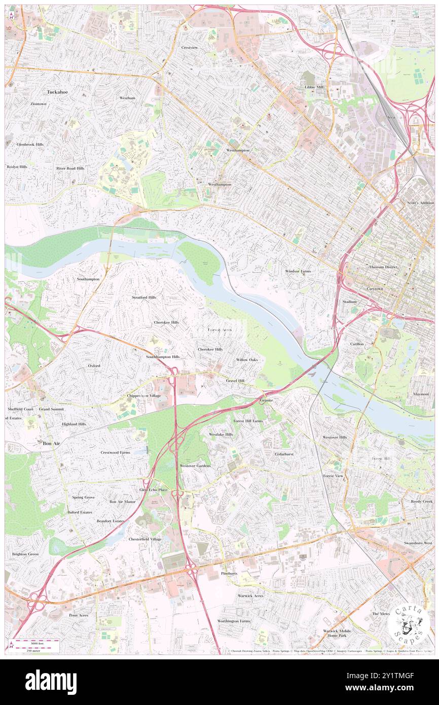 Fairway Acres, città di Richmond, Stati Uniti, Stati Uniti, Virginia, N 37 32' 45'', S 77 31' 5'', MAP, Cartascapes Map pubblicata nel 2024. Esplora Cartascapes, una mappa che rivela i diversi paesaggi, culture ed ecosistemi della Terra. Viaggia attraverso il tempo e lo spazio, scoprendo l'interconnessione del passato, del presente e del futuro del nostro pianeta. Foto Stock