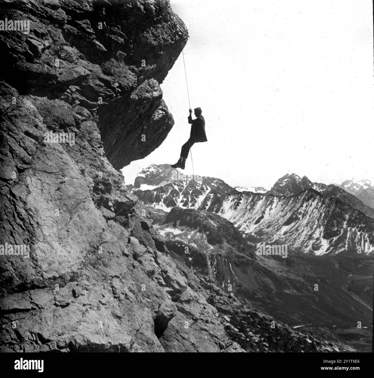 Discesa a Punta Rasica, Svizzera 1926 Foto Stock