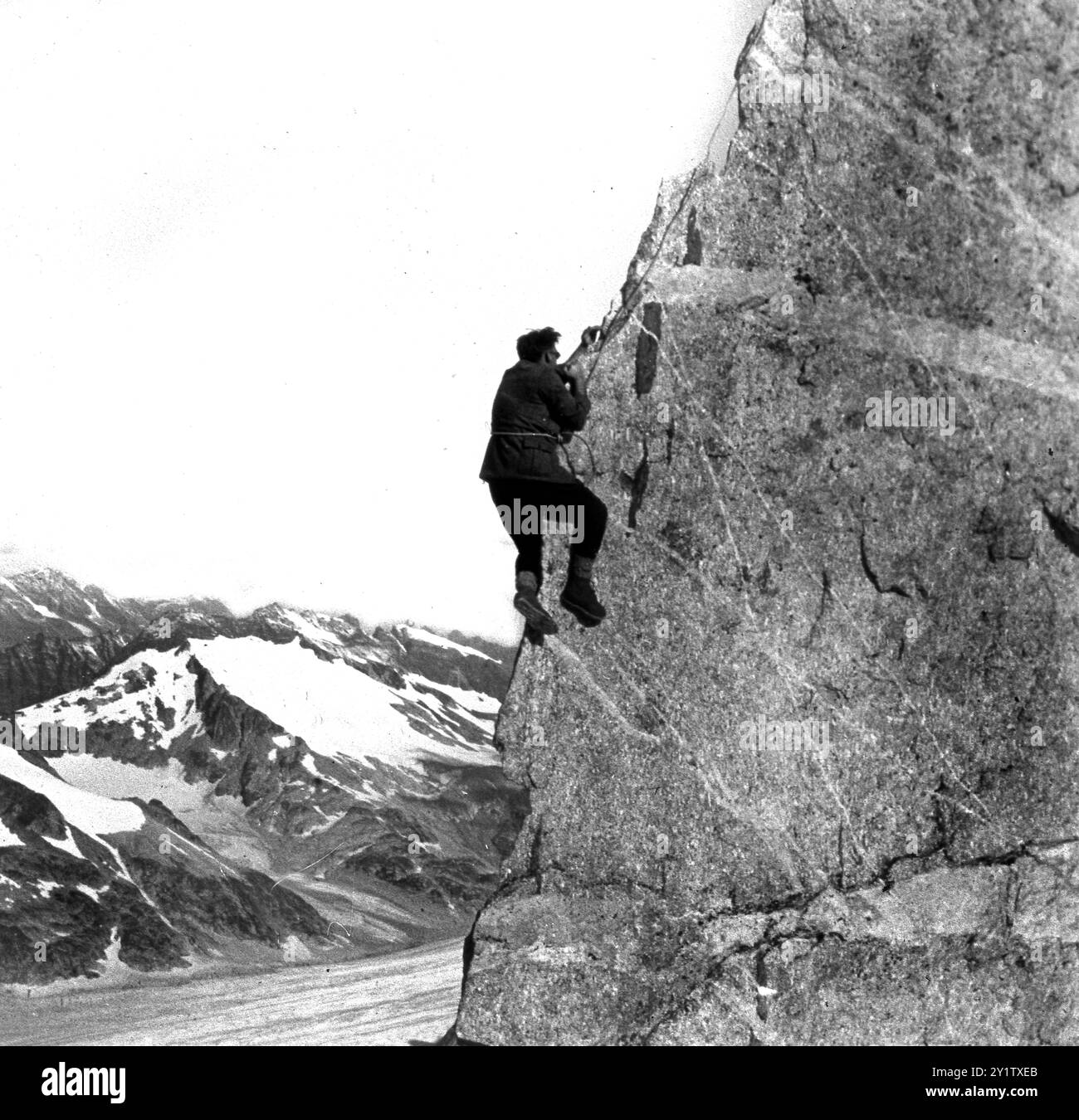 Discesa a Punta Rasica, Svizzera 1926 Foto Stock