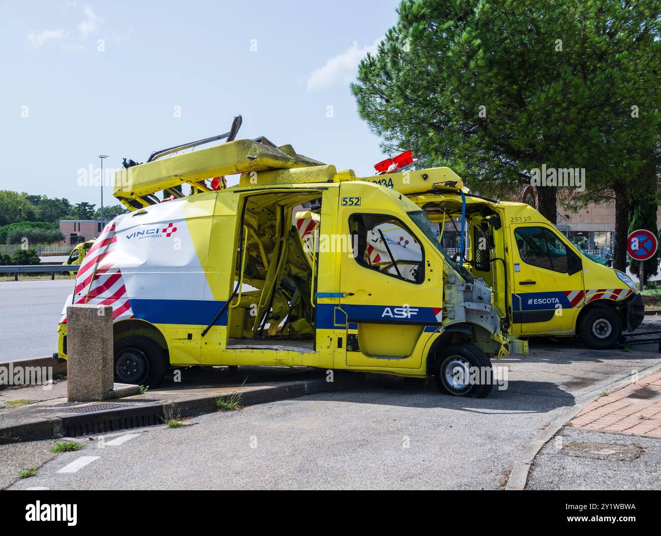 incidenti con veicoli di sicurezza e di servizio sulle autostrade francesi Foto Stock