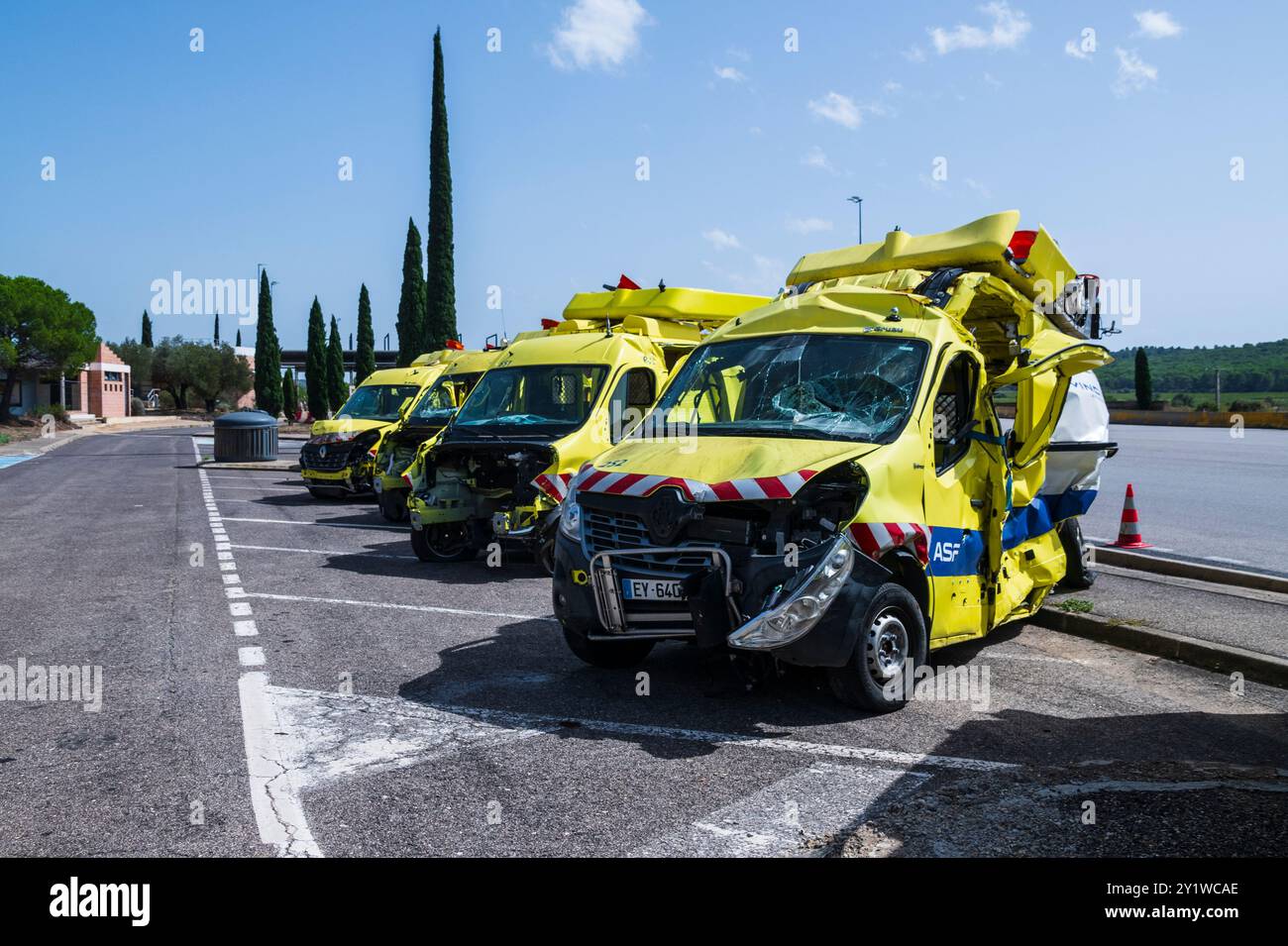 incidenti con veicoli di sicurezza e di servizio sulle autostrade francesi Foto Stock