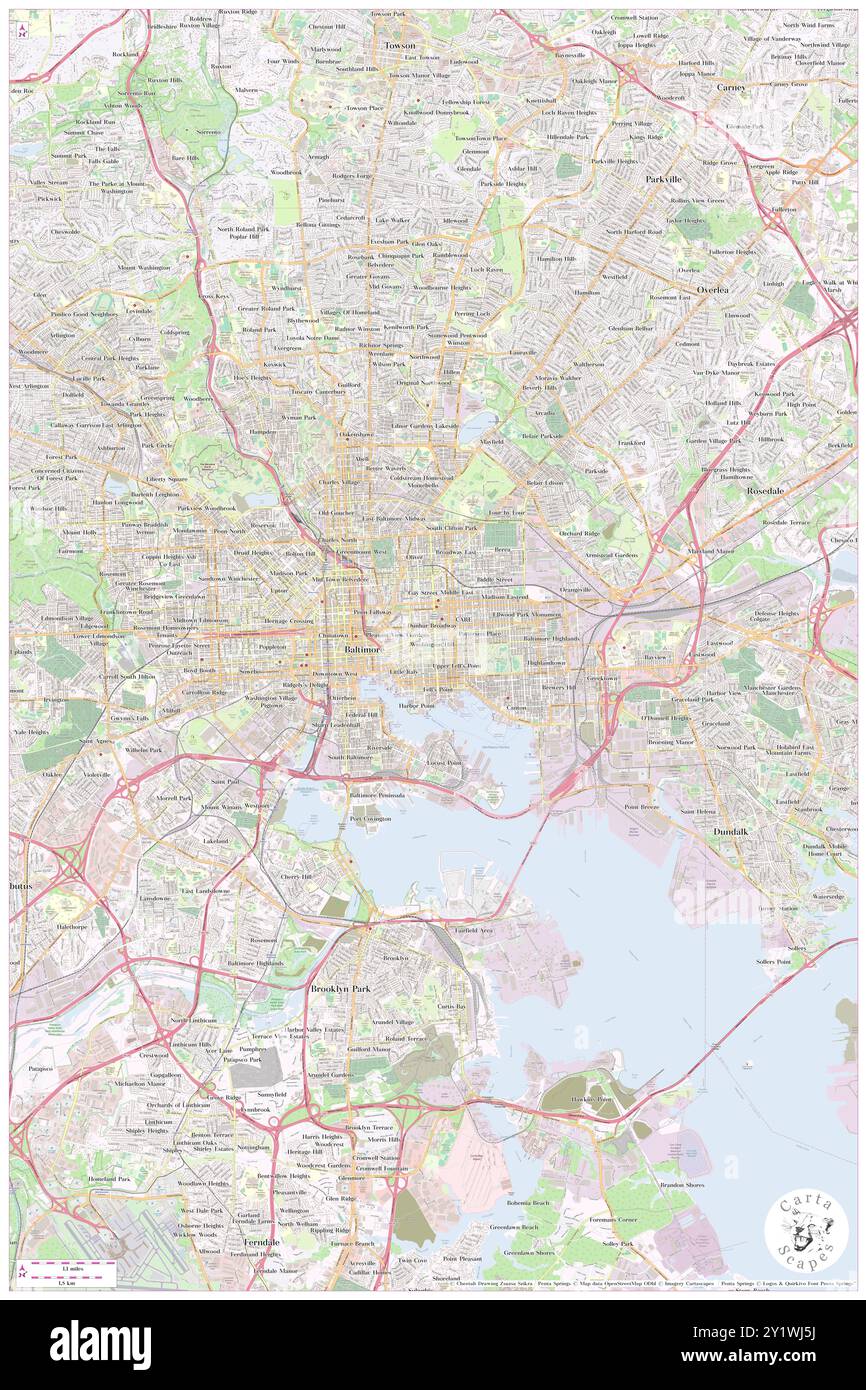 Washington Hill, città di Baltimora, Stati Uniti, Maryland, N 39 17' 29'', S 76 35' 40'', MAP, Cartascapes Map pubblicata nel 2024. Esplora Cartascapes, una mappa che rivela i diversi paesaggi, culture ed ecosistemi della Terra. Viaggia attraverso il tempo e lo spazio, scoprendo l'interconnessione del passato, del presente e del futuro del nostro pianeta. Foto Stock