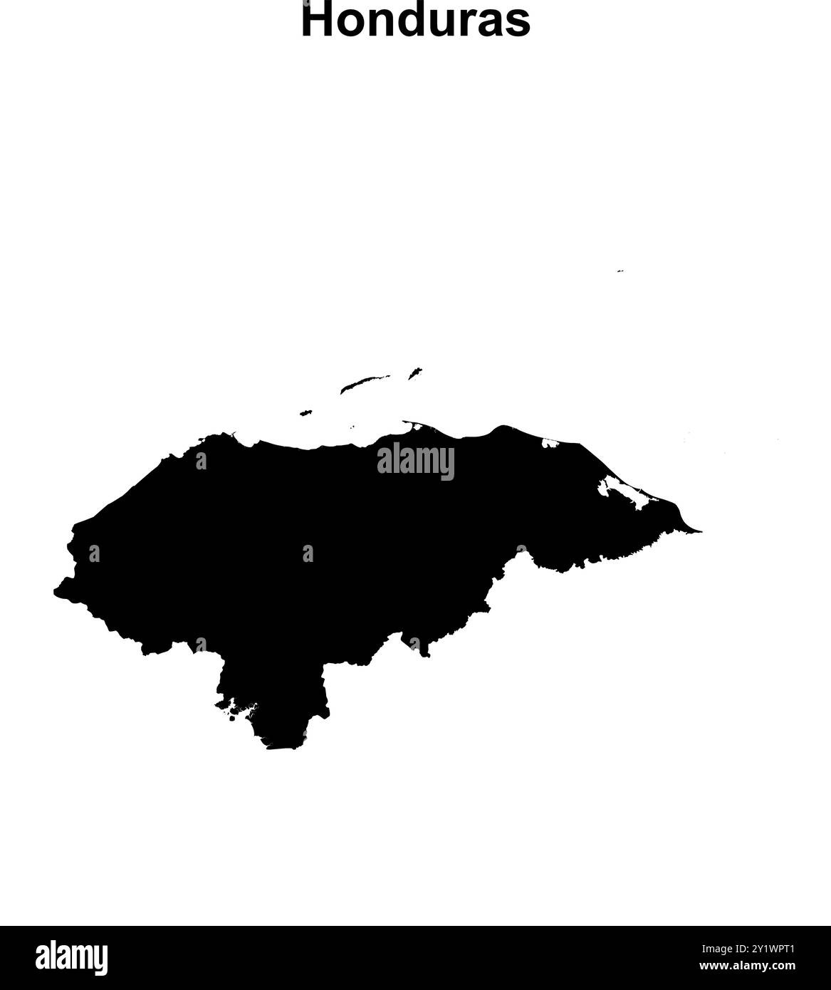 Disegno della mappa con contorno vuoto in Honduras Illustrazione Vettoriale