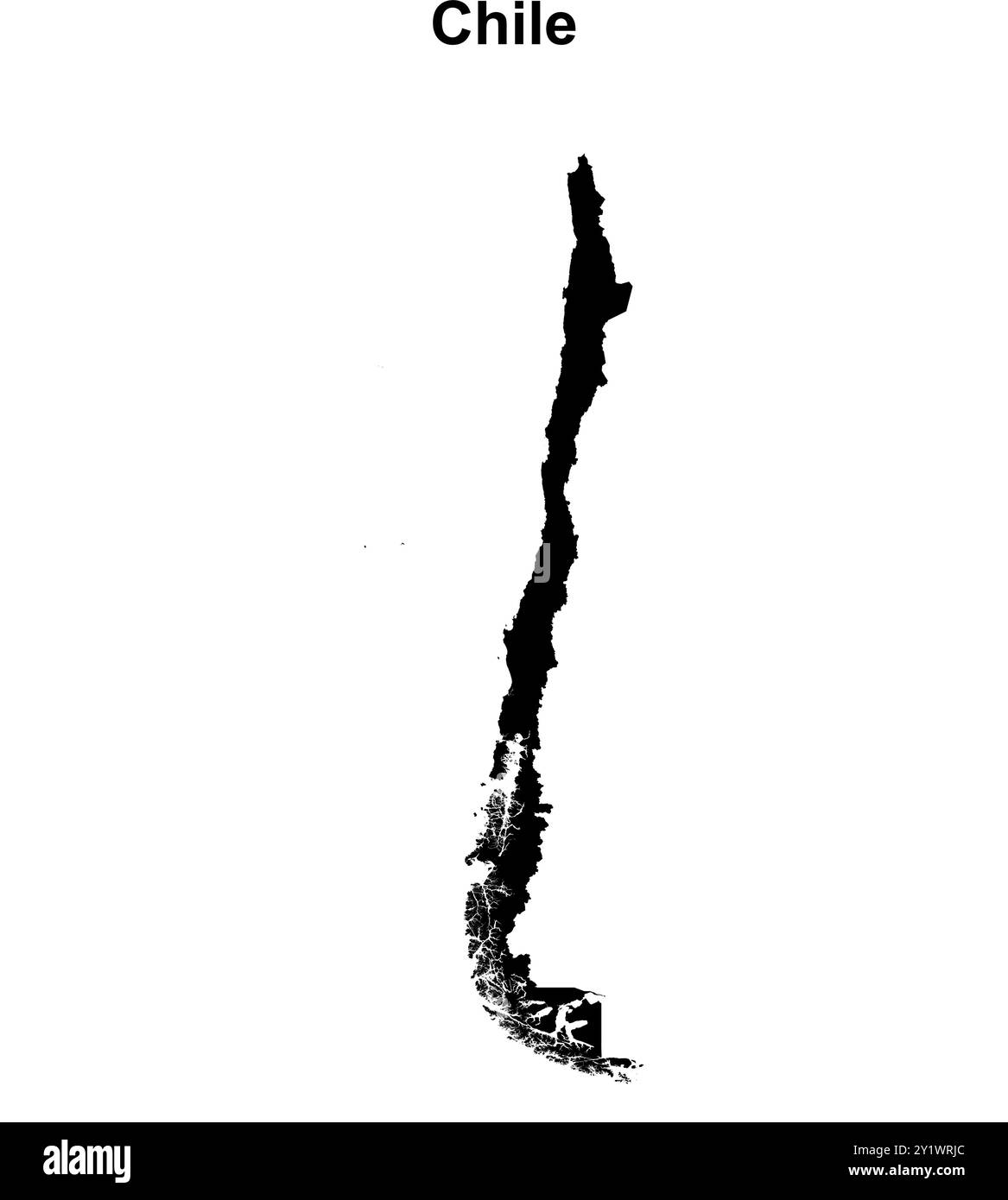 Disegno della mappa con contorno vuoto del Cile Illustrazione Vettoriale