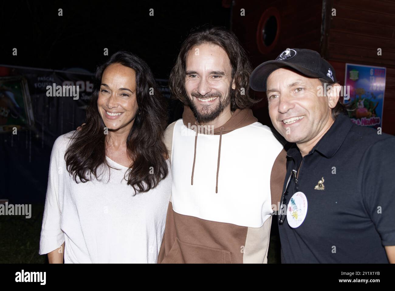 Parigi, Francia. 6 settembre 2024. Un ospite, Florian Hessique e Philippe Candeloro partecipano alla serata di apertura della tradizionale festa a Neu-Neu Foto Stock