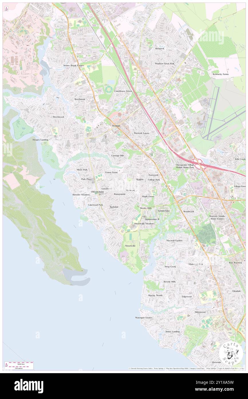 Nicewood, City of Newport News, US, United States, Virginia, N 37 6' 32'', S 76 32' 1'', MAP, Cartascapes Map pubblicata nel 2024. Esplora Cartascapes, una mappa che rivela i diversi paesaggi, culture ed ecosistemi della Terra. Viaggia attraverso il tempo e lo spazio, scoprendo l'interconnessione del passato, del presente e del futuro del nostro pianeta. Foto Stock