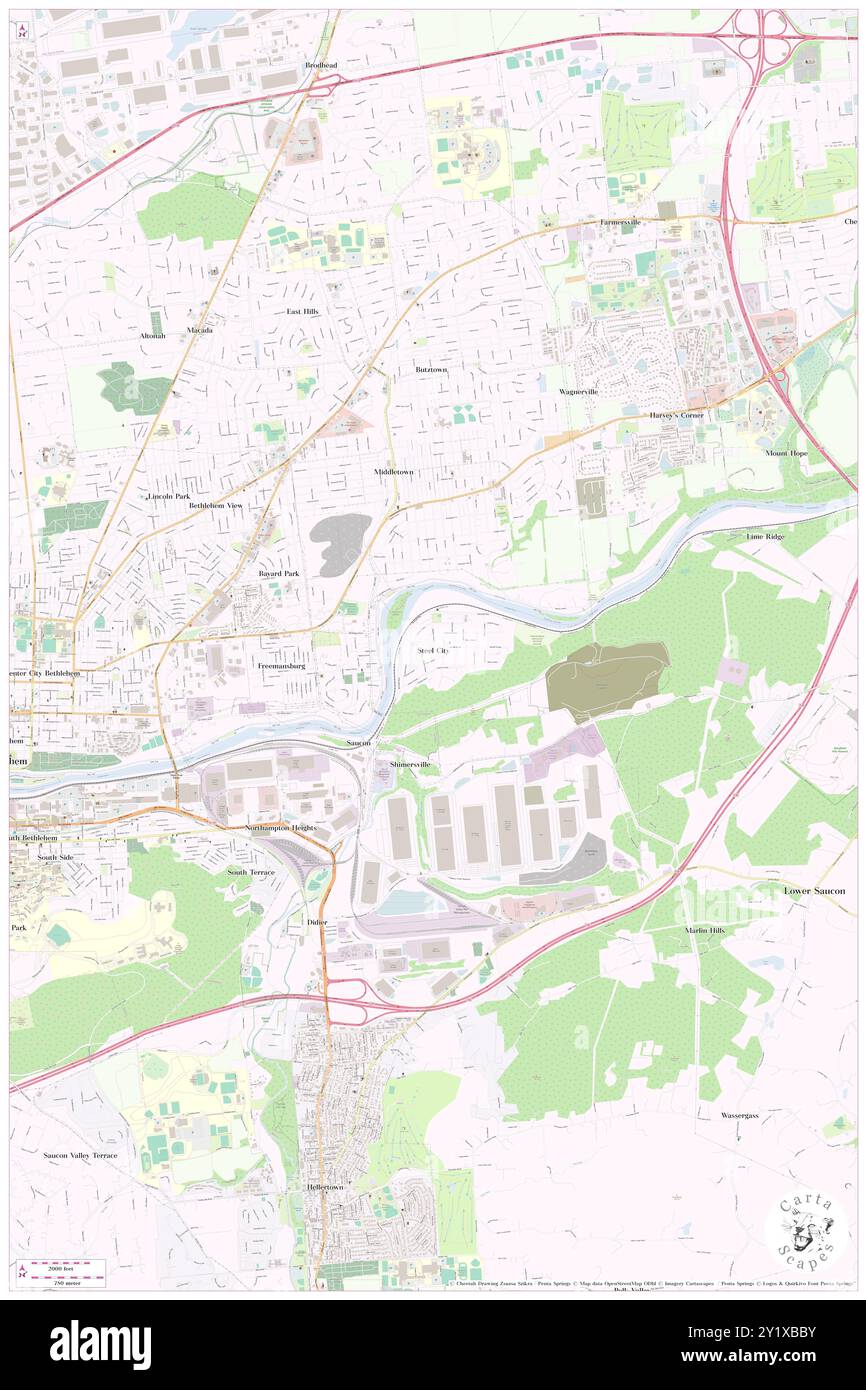 Steel City, contea di Northampton, Stati Uniti, Stati Uniti, Pennsylvania, N 40 37' 40'', S 75 19' 39'', MAP, Cartascapes Map pubblicata nel 2024. Esplora Cartascapes, una mappa che rivela i diversi paesaggi, culture ed ecosistemi della Terra. Viaggia attraverso il tempo e lo spazio, scoprendo l'interconnessione del passato, del presente e del futuro del nostro pianeta. Foto Stock