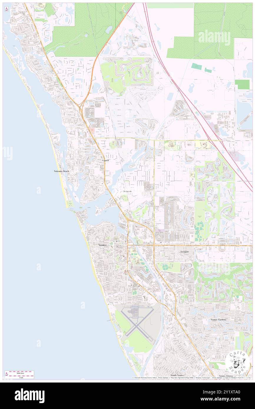 Nokomis, Sarasota County, Stati Uniti, Florida, N 27 7' 9'', S 82 26' 39'', MAP, Cartascapes Map pubblicata nel 2024. Esplora Cartascapes, una mappa che rivela i diversi paesaggi, culture ed ecosistemi della Terra. Viaggia attraverso il tempo e lo spazio, scoprendo l'interconnessione del passato, del presente e del futuro del nostro pianeta. Foto Stock