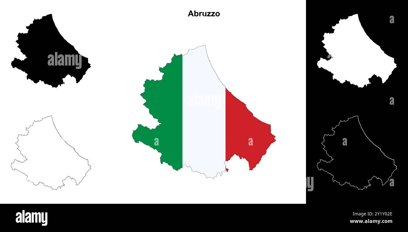 Set di mappe abruzzesi vuote Illustrazione Vettoriale