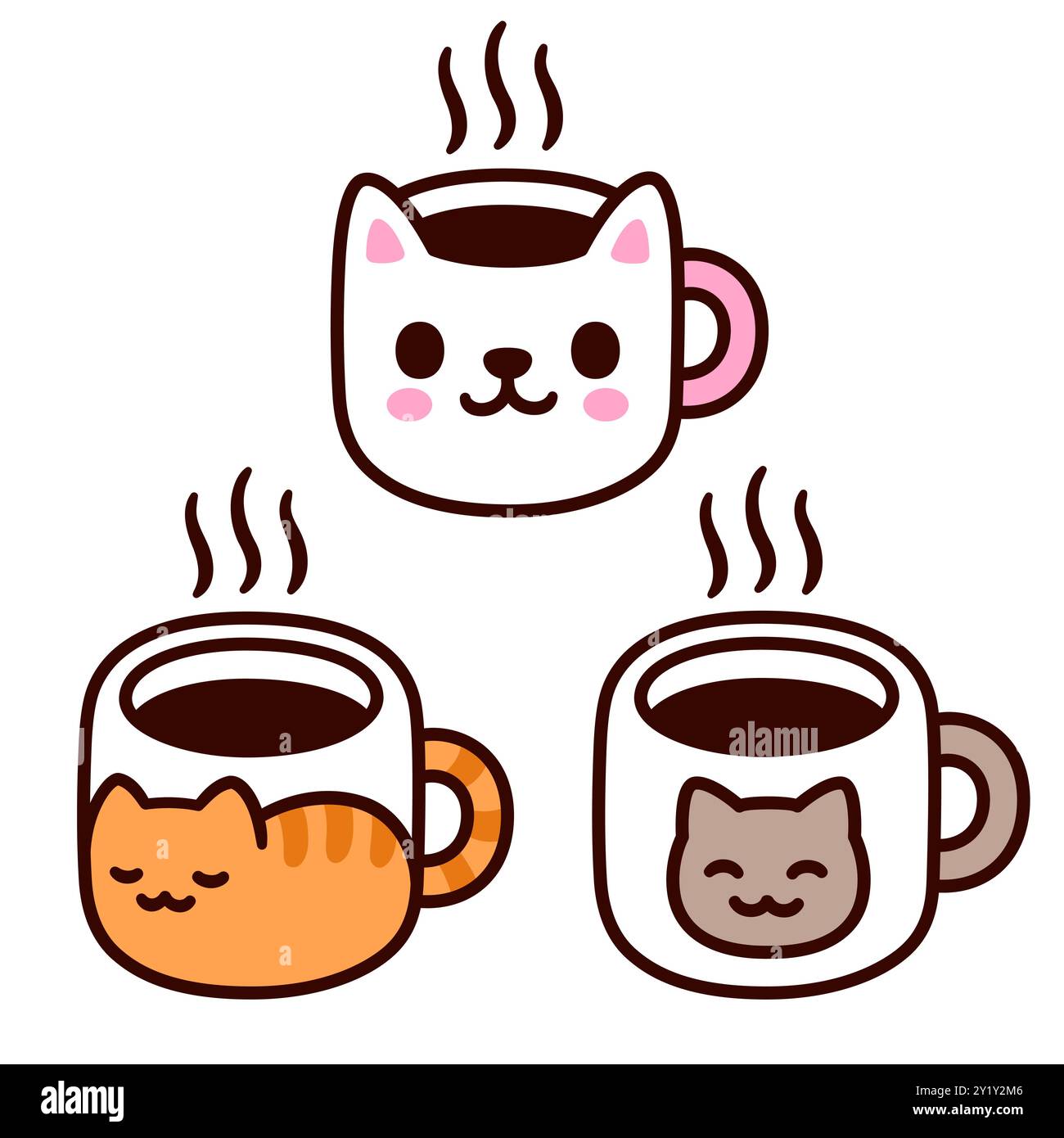 Graziose tazze da caffè a tema cartoni animati. Semplice set di disegno per bevande calde a doodle. Illustrazione vettoriale disegnata a mano. Illustrazione Vettoriale Graziose tazze da caffè a tema cartoni animati. Semplice set di disegno per bevande calde a doodle. Illustrazione vettoriale disegnata a mano. Illustrazione Vettoriale