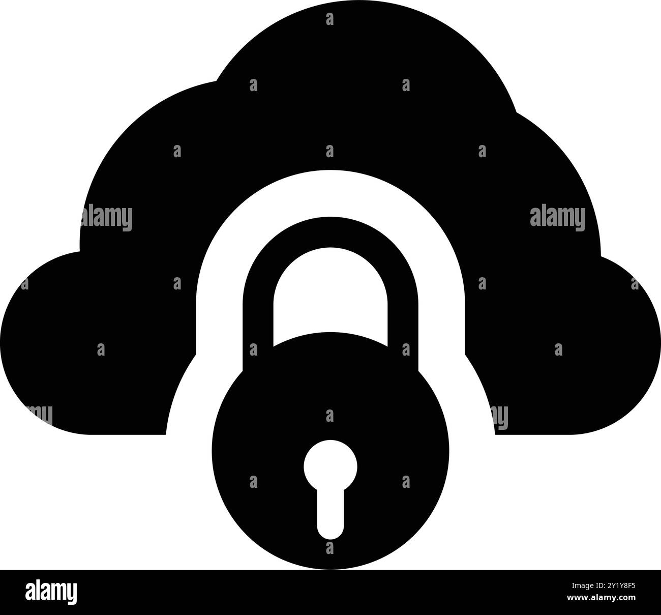 Cloud, lucchetto, progettazione sicura di icone per uso commerciale, Web, supporti di stampa o qualsiasi tipo di progetto. Illustrazione Vettoriale