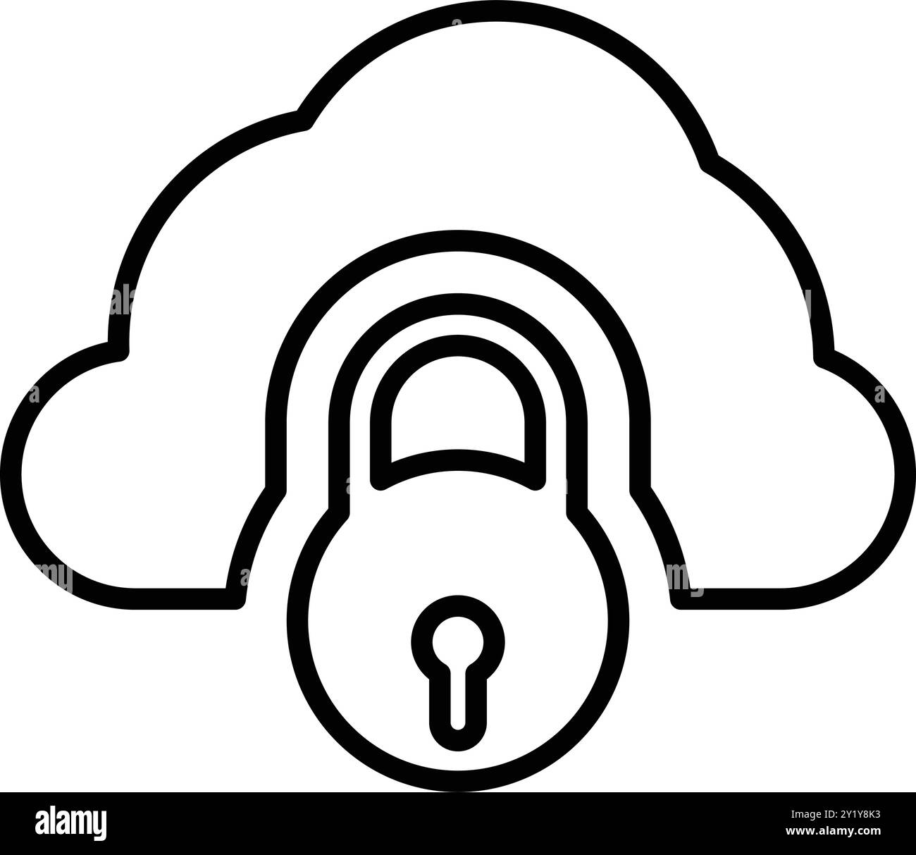 Cloud, lucchetto, progettazione sicura di icone per uso commerciale, Web, supporti di stampa o qualsiasi tipo di progetto. Illustrazione Vettoriale