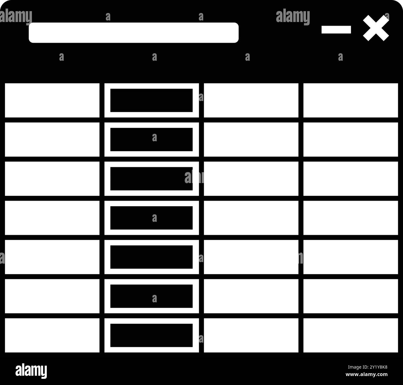 Progettazione di Excel, griglia, icone di tabella per uso commerciale, Web, supporti di stampa o qualsiasi tipo di progetto. Illustrazione Vettoriale