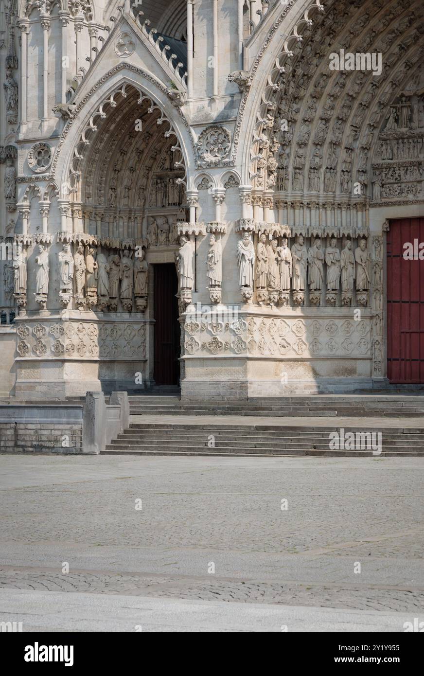 Dettaglio cattedrale di Amiens (Basilica cattedrale di nostra Signora di Amiens), Francia Foto Stock