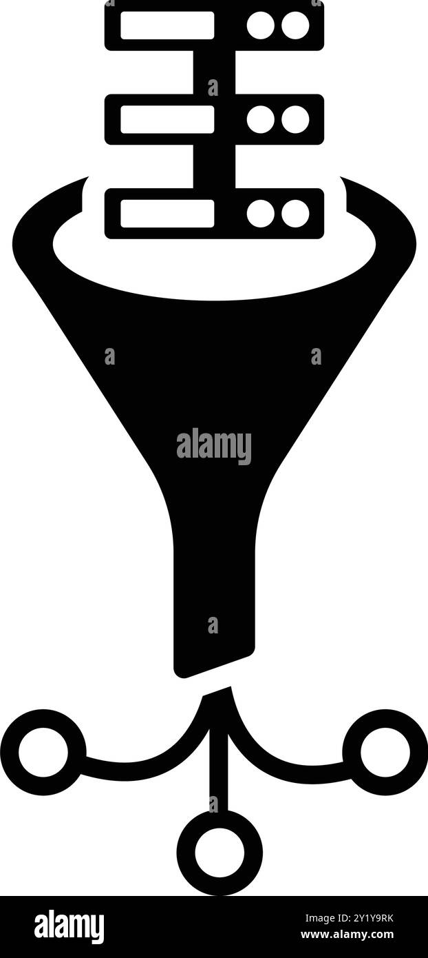 Filtra, imbuto, progettazione di icone di big data per uso commerciale, Web, supporti di stampa o qualsiasi tipo di progetto. Illustrazione Vettoriale