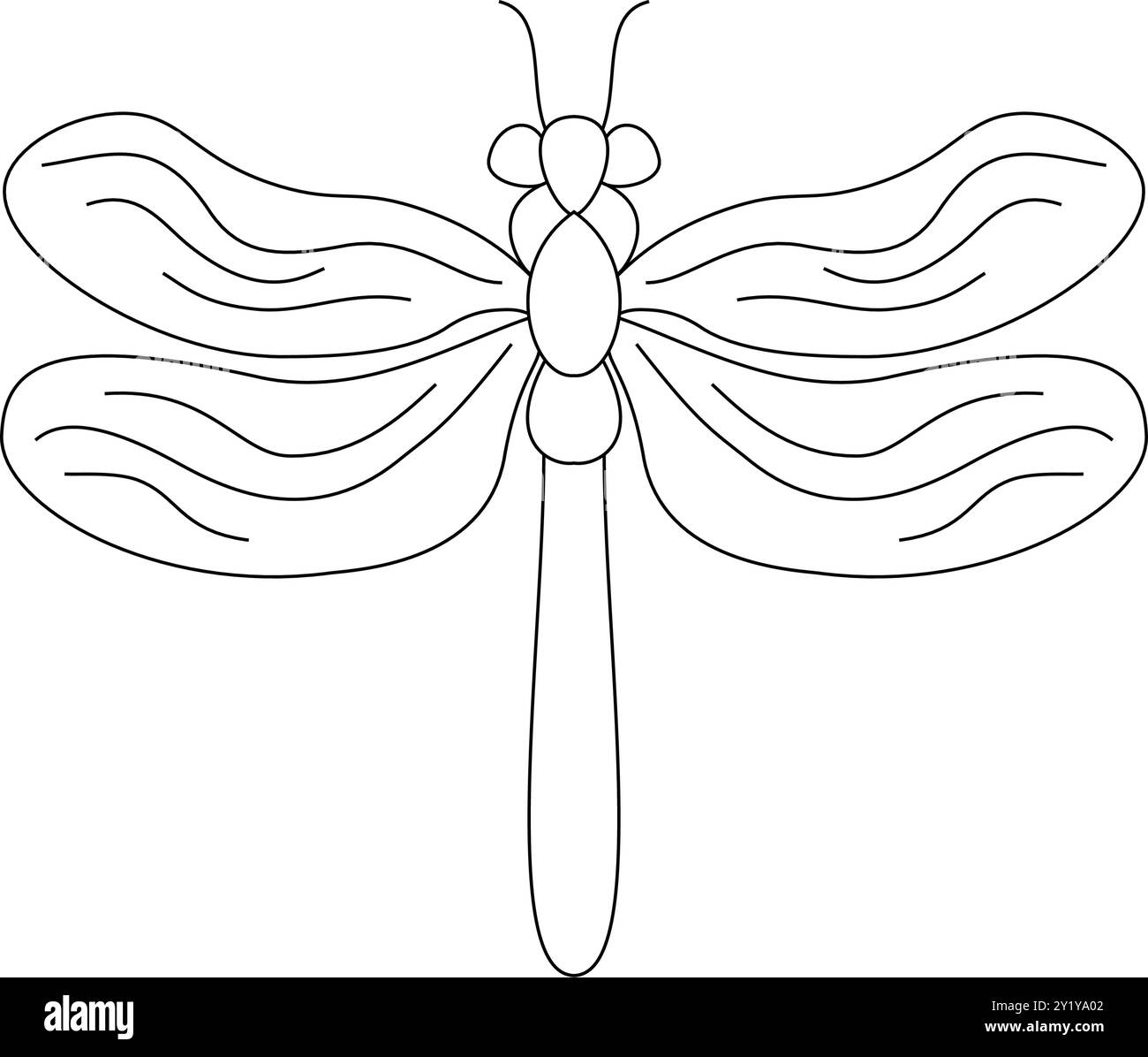 Disegno grafico Dragonfly Line. Disegno lineare minimalista di Dragonfly per Wall Art, poster, stampa, logo, biglietto da visita, Web, Soci Illustrazione Vettoriale