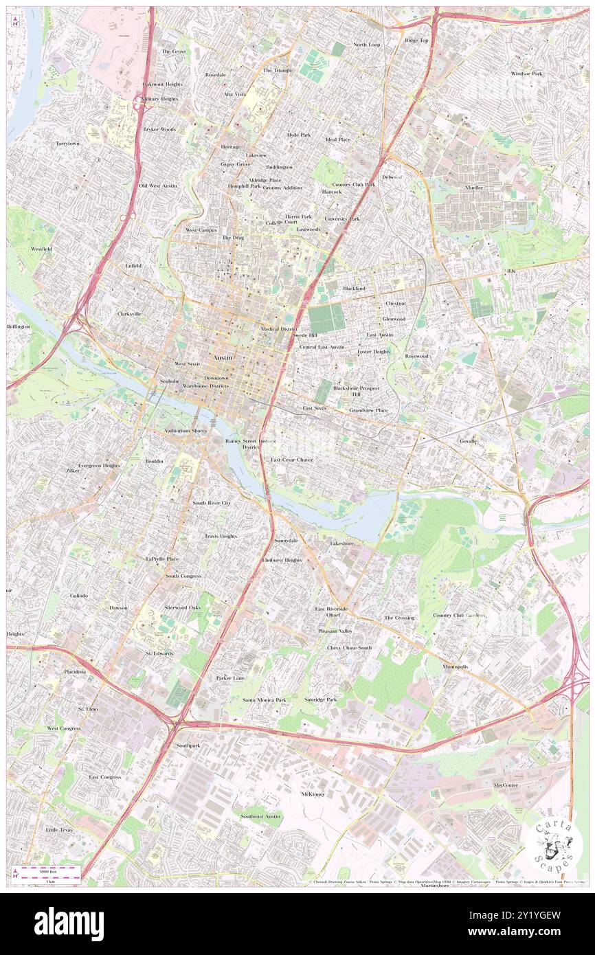 East Cesar Chavez, Travis County, Stati Uniti, Texas, N 30 15' 28'', S 97 43' 50'', MAP, Cartascapes Map pubblicata nel 2024. Esplora Cartascapes, una mappa che rivela i diversi paesaggi, culture ed ecosistemi della Terra. Viaggia attraverso il tempo e lo spazio, scoprendo l'interconnessione del passato, del presente e del futuro del nostro pianeta. Foto Stock