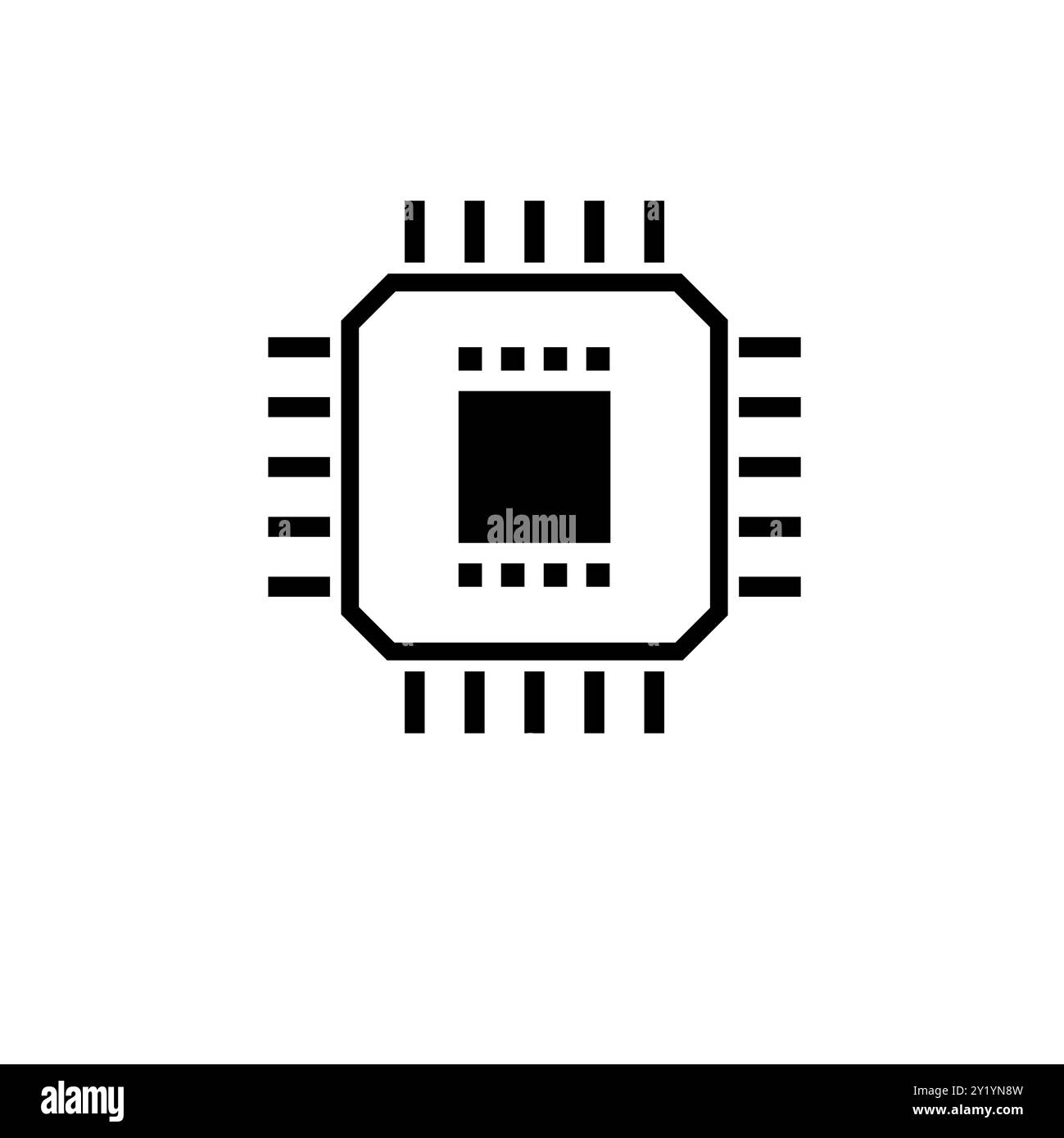 Microprocessore, icona vettoriale piatto solido circuito a chip isolata su sfondo bianco. Illustrazione Vettoriale