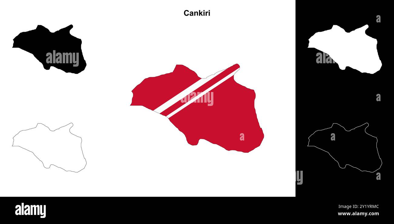 Set di mappe della provincia di Cankiri Illustrazione Vettoriale