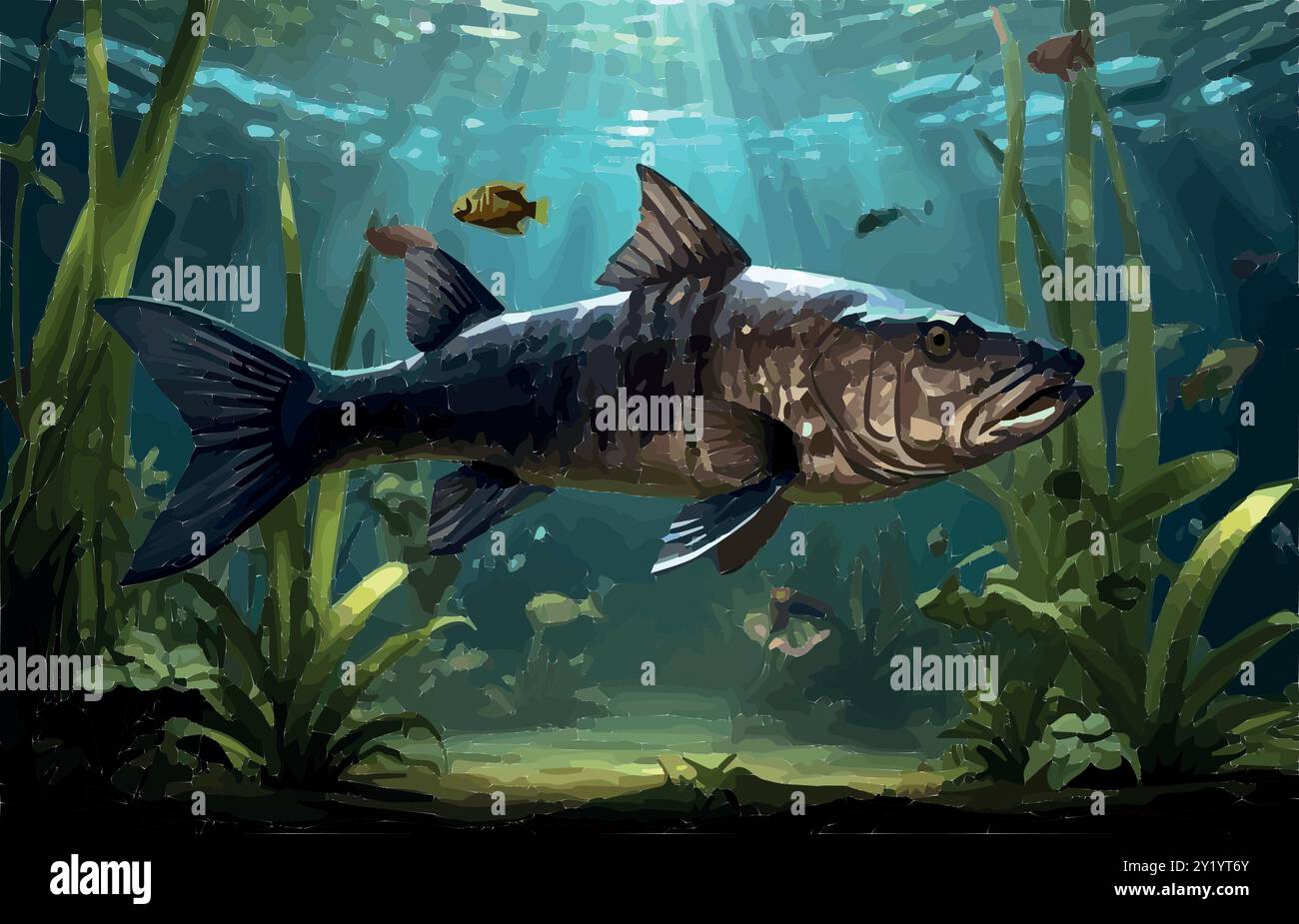 Cacciatori giganti: La ricerca del Piraíba. Illustrazione Vettoriale