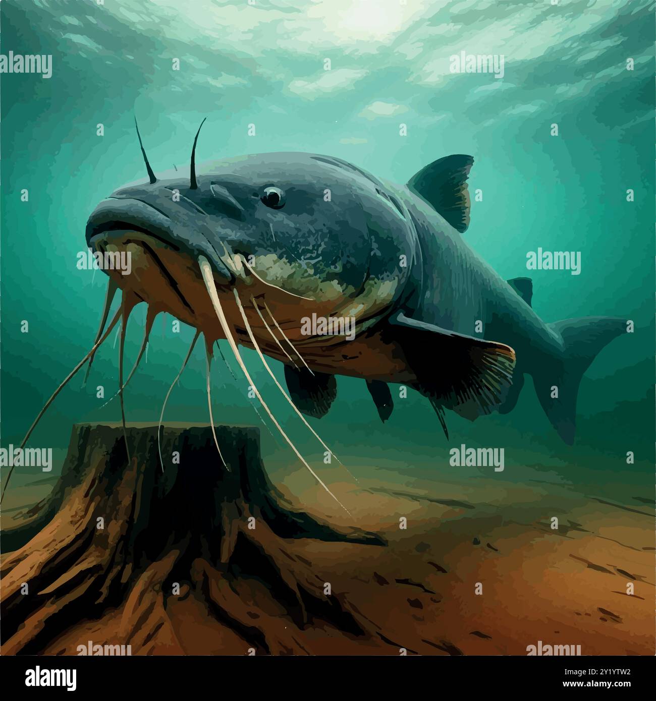 River Kings: Il leggendario pesce gatto Piraíba. Illustrazione Vettoriale