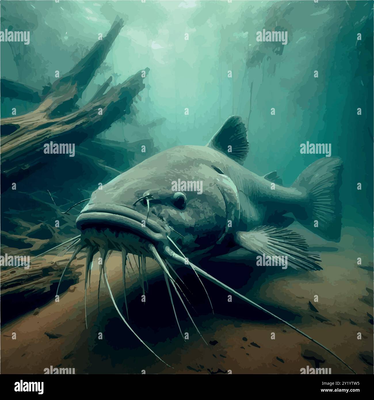 Behemoth subacqueo: Il potere del Piraíba. Illustrazione Vettoriale