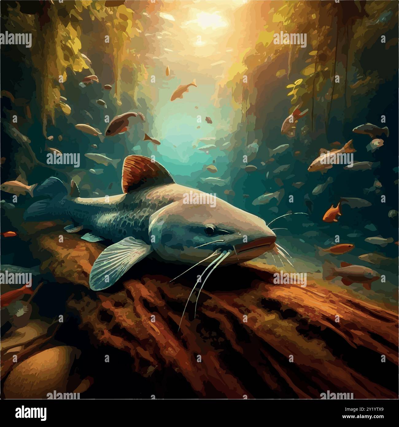 The Colossal Piraíba: Misteri sotto la superficie. Illustrazione Vettoriale