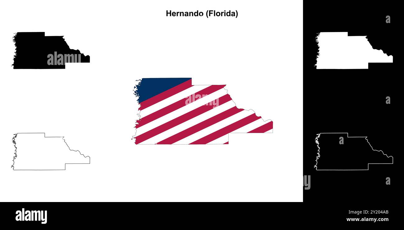 Hernando County (Florida) - set di mappe di contorno Illustrazione Vettoriale