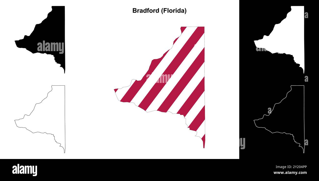 Bradford County (Florida) - set di mappe di contorno Illustrazione Vettoriale