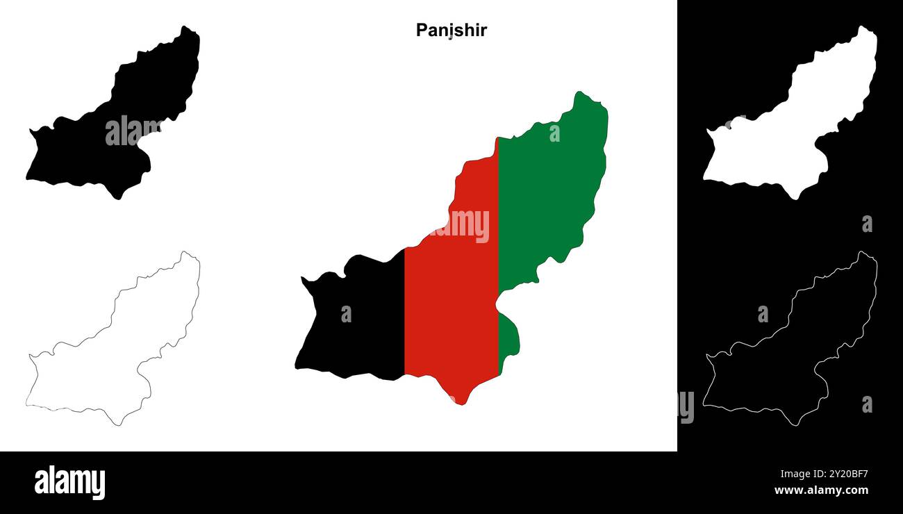 Set di mappe della provincia di Panjshir Illustrazione Vettoriale