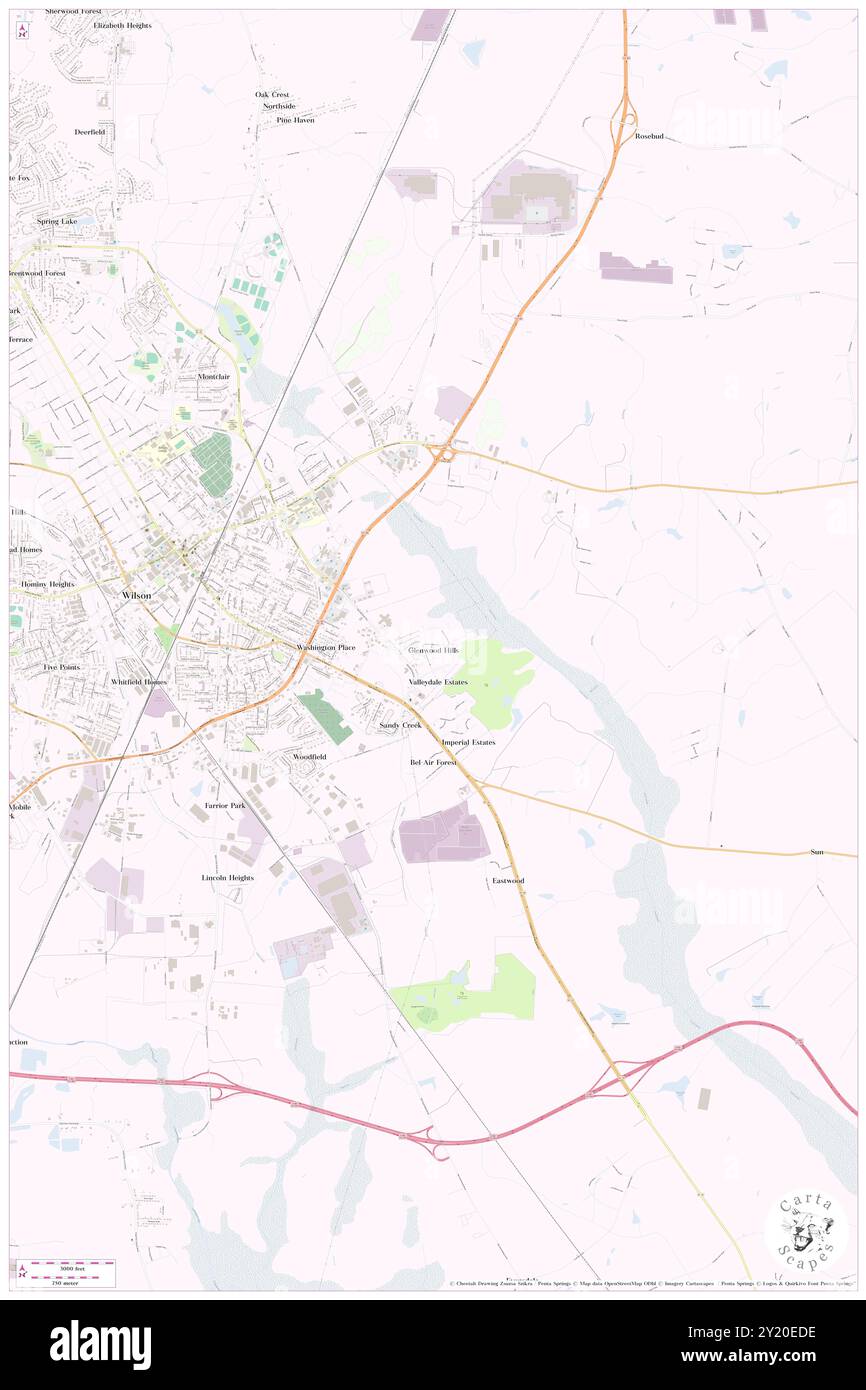 Glenwood Hills, Wilson County, Stati Uniti, Stati Uniti, Carolina del Nord, N 35 42' 57'', S 77 52' 48'', MAP, Cartascapes Map pubblicata nel 2024. Esplora Cartascapes, una mappa che rivela i diversi paesaggi, culture ed ecosistemi della Terra. Viaggia attraverso il tempo e lo spazio, scoprendo l'interconnessione del passato, del presente e del futuro del nostro pianeta. Foto Stock