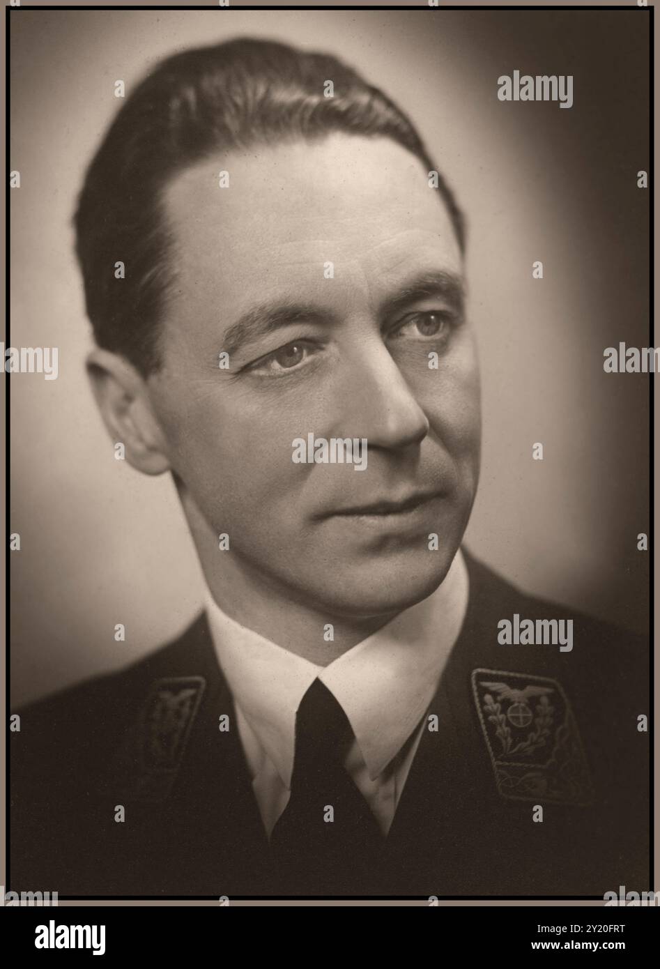 Ritratto d'epoca di Gulbrand Oscar Johan Lunde (14 settembre 1901 – 25 ottobre 1942) è stato un chimico e politico norvegese del partito Nasjonal Samling che divenne ministro nel governo collaborazionista di Vidkun Quisling durante la seconda guerra mondiale. La sua morte nel 1942 fu considerata accidentale, anche se una biografia successiva di Lunde concluse che fu assassinato perché le sue opinioni culturali si scontrarono con quelle del governo della Germania nazista. Foto Stock