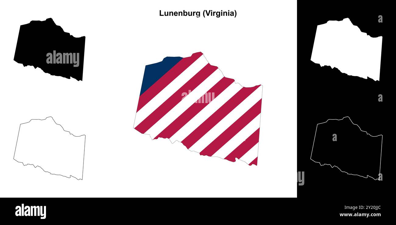 Lunenburg County (Virginia) - Set di mappe di contorno Illustrazione Vettoriale