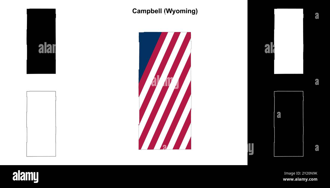 Campbell County (Wyoming) - Set di mappe di contorno Illustrazione Vettoriale