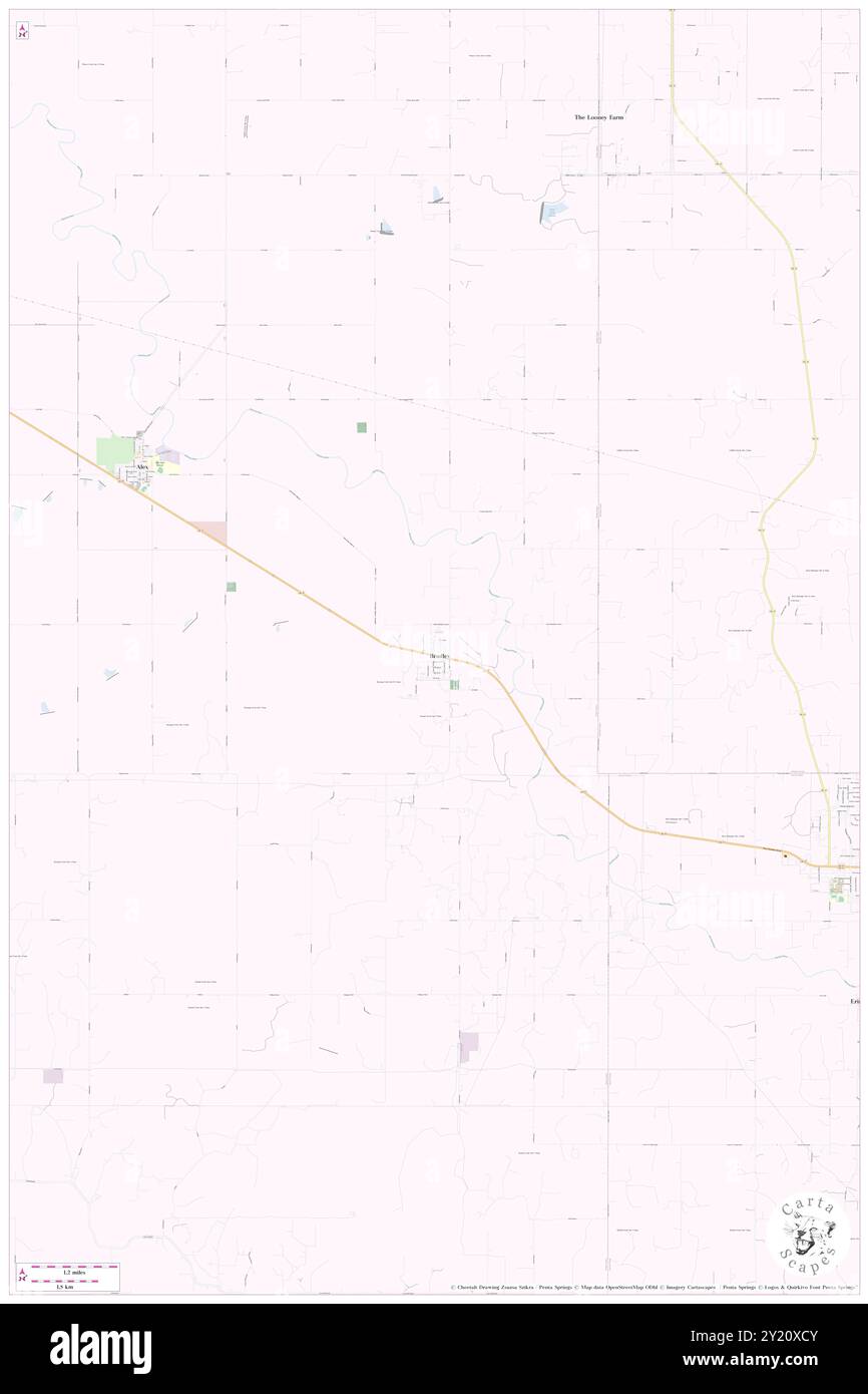 Bradley, Grady County, Stati Uniti, Oklahoma, N 34 52' 41'', S 97 42' 30'', MAP, Cartascapes Map pubblicata nel 2024. Esplora Cartascapes, una mappa che rivela i diversi paesaggi, culture ed ecosistemi della Terra. Viaggia attraverso il tempo e lo spazio, scoprendo l'interconnessione del passato, del presente e del futuro del nostro pianeta. Foto Stock