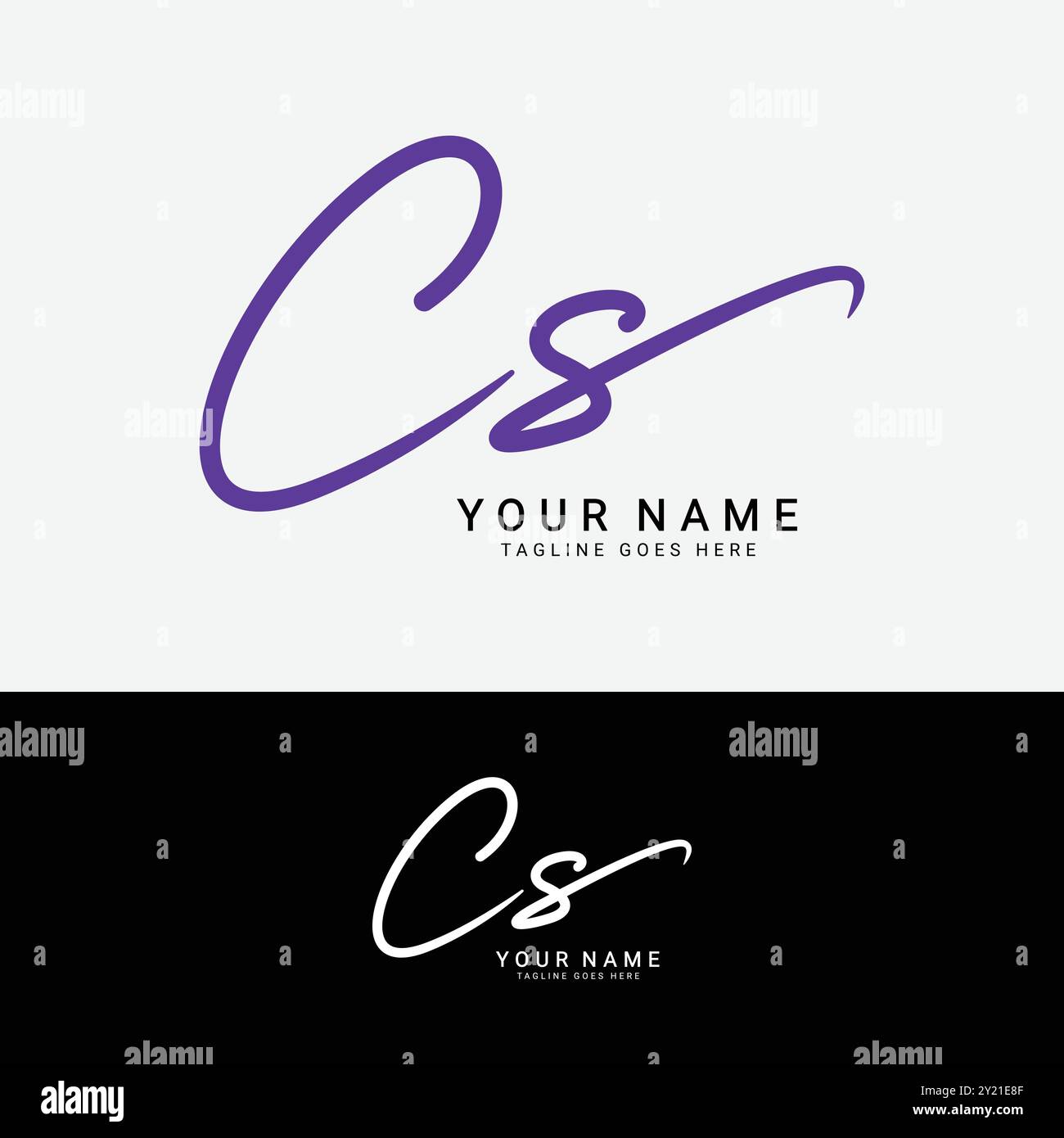 Logo C, S, CS con lettera iniziale. Logo della firma scritta a mano Alphabet CS Illustrazione Vettoriale
