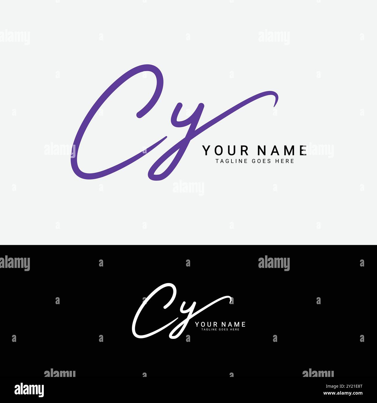 Logo C, Y, CY con lettera iniziale. Logo della firma scritta a mano Alphabet CY Illustrazione Vettoriale