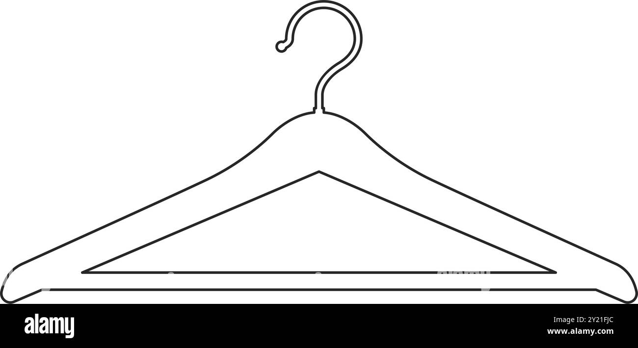 Appendiabiti in legno o appendiabiti - contorno vettoriale dell'icona Illustrazione Vettoriale