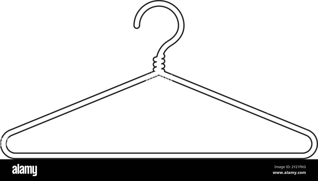 Appendiabiti in filo metallico o appendiabiti, vettore del contorno dell'icona Illustrazione Vettoriale