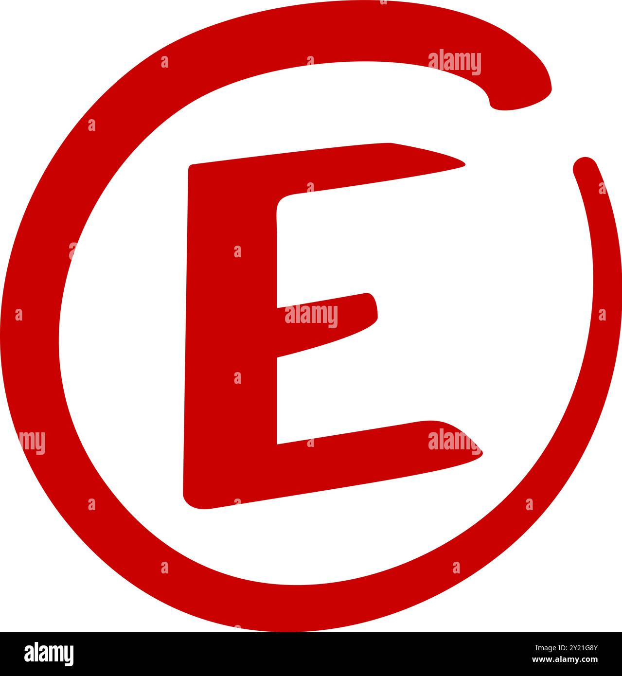 E grado assegnato per un esame o un'esercitazione scritta con un vettore rosso Illustrazione Vettoriale