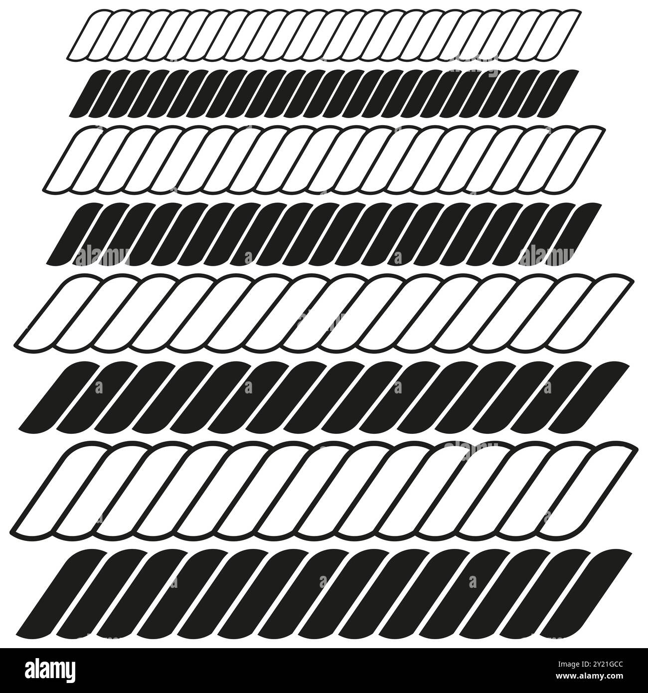 Icone di ripetizione geometrica. Forme ondulate astratte. Grafica a linee ripetitive. Design senza giunzioni vettoriali. Illustrazione Vettoriale