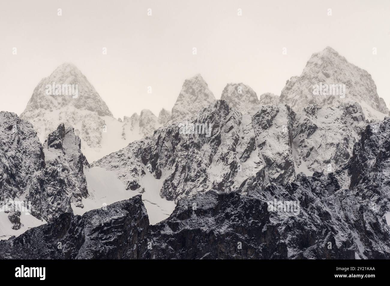 Vette innevate, Liefdefjord, Woodfjord, Spitsbergen Island, Svalbard e Jan Mayen Arcipelago, Norvegia, Europa Foto Stock