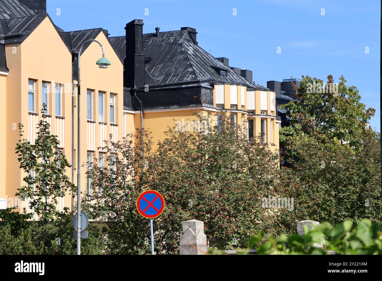 Vecchi edifici a Eira, parte meridionale di Helsinki, Finlandia Foto Stock